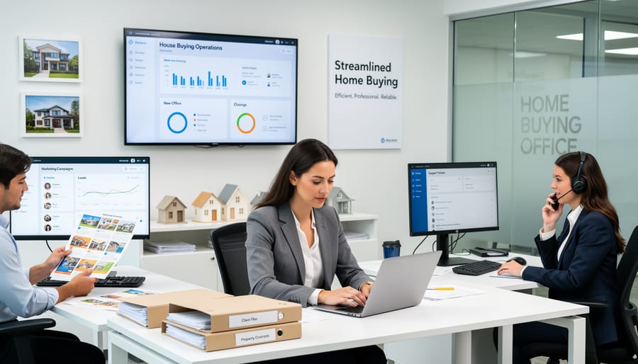 Real estate professional with tablet evaluating residential property