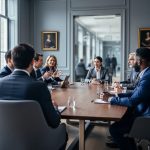 “People in a modern Quebec City office meeting room discussing and collaborating around a table under natural light.”